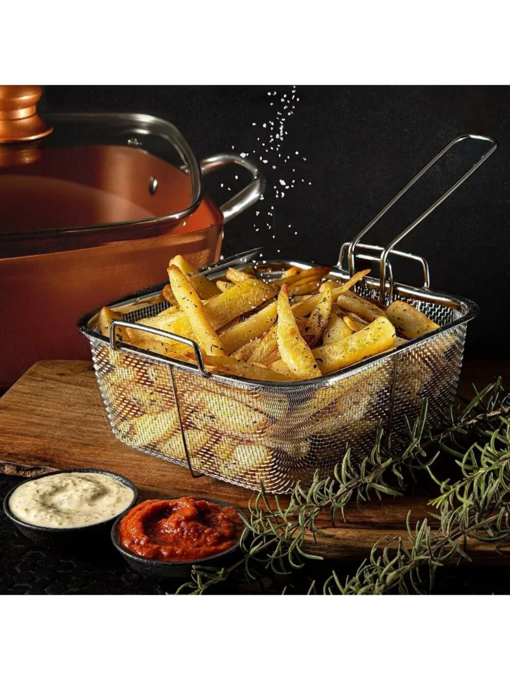 6-Piece Deep Fry Pan Set with Fry Basket & 9.5